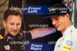 (L to R): Christian Horner (GBR) Red Bull Racing Team Principal with Max Verstappen (NLD) Red Bull Racing. 09.06.2017. Formula 1 World Championship, Rd 7, Canadian Grand Prix, Montreal, Canada, Practice Day.