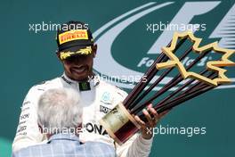 Race winner Lewis Hamilton (GBR) Mercedes AMG F1 celebrates on the podium. 11.06.2017. Formula 1 World Championship, Rd 7, Canadian Grand Prix, Montreal, Canada, Race Day.