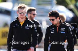 (L to R): Nico Hulkenberg (GER) Renault Sport F1 Team with Sergio Perez (MEX) Sahara Force India F1. 10.06.2017. Formula 1 World Championship, Rd 7, Canadian Grand Prix, Montreal, Canada, Qualifying Day.