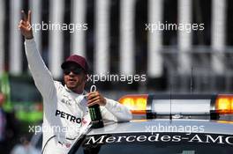 Lewis Hamilton (GBR) Mercedes AMG F1 celebrates his pole position. 10.06.2017. Formula 1 World Championship, Rd 7, Canadian Grand Prix, Montreal, Canada, Qualifying Day.