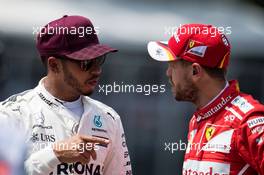 (L to R): Lewis Hamilton (GBR) Mercedes AMG F1 with Sebastian Vettel (GER) Ferrari. 10.06.2017. Formula 1 World Championship, Rd 7, Canadian Grand Prix, Montreal, Canada, Qualifying Day.