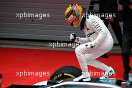 Race winner Lewis Hamilton (GBR) Mercedes AMG F1 W08 celebrates in parc ferme. 09.04.2017. Formula 1 World Championship, Rd 2, Chinese Grand Prix, Shanghai, China, Race Day.