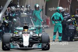 Lewis Hamilton (GBR) Mercedes AMG F1  during pitstop 09.04.2017. Formula 1 World Championship, Rd 2, Chinese Grand Prix, Shanghai, China, Race Day.