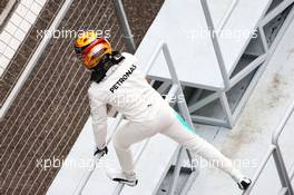 Lewis Hamilton (GBR) Mercedes AMG F1 celebrates his pole position in parc ferme. 08.04.2017. Formula 1 World Championship, Rd 2, Chinese Grand Prix, Shanghai, China, Qualifying Day.