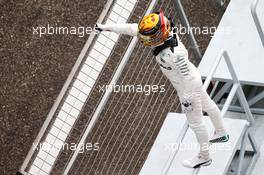 Lewis Hamilton (GBR) Mercedes AMG F1 celebrates his pole position in parc ferme. 08.04.2017. Formula 1 World Championship, Rd 2, Chinese Grand Prix, Shanghai, China, Qualifying Day.