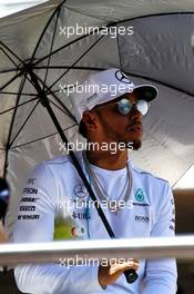 Lewis Hamilton (GBR) Mercedes AMG F1 on the drivers parade. 14.05.2017. Formula 1 World Championship, Rd 5, Spanish Grand Prix, Barcelona, Spain, Race Day.