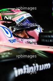 Sergio Perez (MEX) Sahara Force India F1 VJM10. 14.07.2017. Formula 1 World Championship, Rd 10, British Grand Prix, Silverstone, England, Practice Day.