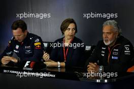 The FIA Press Conference (L to R): Christian Horner (GBR) Red Bull Racing Team Principal; Claire Williams (GBR) Williams Deputy Team Principal; Dr. Vijay Mallya (IND) Sahara Force India F1 Team Owner. 14.07.2017. Formula 1 World Championship, Rd 10, British Grand Prix, Silverstone, England, Practice Day.