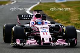 Sergio Perez (MEX) Sahara Force India F1 VJM10. 14.07.2017. Formula 1 World Championship, Rd 10, British Grand Prix, Silverstone, England, Practice Day.