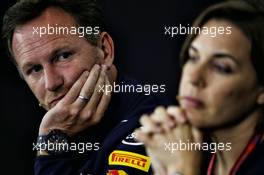 (L to R): Christian Horner (GBR) Red Bull Racing Team Principal and Claire Williams (GBR) Williams Deputy Team Principal in the FIA Press Conference. 14.07.2017. Formula 1 World Championship, Rd 10, British Grand Prix, Silverstone, England, Practice Day.