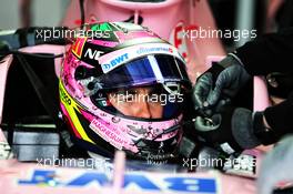 Sergio Perez (MEX) Sahara Force India F1 VJM10. 14.07.2017. Formula 1 World Championship, Rd 10, British Grand Prix, Silverstone, England, Practice Day.