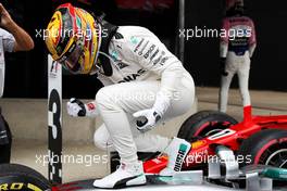 Race winner Lewis Hamilton (GBR) Mercedes AMG F1 W08 celebrates in parc ferme. 16.07.2017. Formula 1 World Championship, Rd 10, British Grand Prix, Silverstone, England, Race Day.