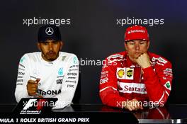 (L to R): Lewis Hamilton (GBR) Mercedes AMG F1 and Kimi Raikkonen (FIN) Ferrari in the FIA Press Conference. 16.07.2017. Formula 1 World Championship, Rd 10, British Grand Prix, Silverstone, England, Race Day.