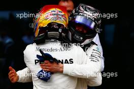 Race winner Lewis Hamilton (GBR) Mercedes AMG F1 celebrates in parc ferme with second placed team mate Valtteri Bottas (FIN) Mercedes AMG F1. 16.07.2017. Formula 1 World Championship, Rd 10, British Grand Prix, Silverstone, England, Race Day.
