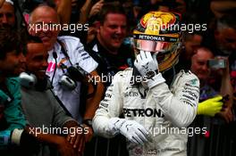 Race winner Lewis Hamilton (GBR) Mercedes AMG F1 celebrates in parc ferme. 16.07.2017. Formula 1 World Championship, Rd 10, British Grand Prix, Silverstone, England, Race Day.