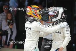 Lewis Hamilton (GBR) Mercedes AMG F1  and Valtteri Bottas (FIN) Mercedes AMG F1  16.07.2017. Formula 1 World Championship, Rd 10, British Grand Prix, Silverstone, England, Race Day.