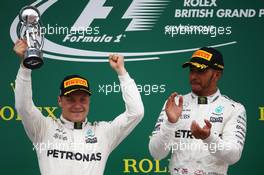 Valtteri Bottas (FIN) Mercedes AMG F1 W08 and Lewis Hamilton (GBR) Mercedes AMG F1 W08. 16.07.2017. Formula 1 World Championship, Rd 10, British Grand Prix, Silverstone, England, Race Day.
