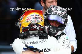 2nd place Valtteri Bottas (FIN) Mercedes AMG F1 W08 and 1st place Lewis Hamilton (GBR) Mercedes AMG F1 W08. 16.07.2017. Formula 1 World Championship, Rd 10, British Grand Prix, Silverstone, England, Race Day.