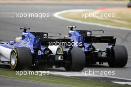 (L to R): Marcus Ericsson (SWE) Sauber C36 and Pascal Wehrlein (GER) Sauber C36 battle for position. 16.07.2017. Formula 1 World Championship, Rd 10, British Grand Prix, Silverstone, England, Race Day.