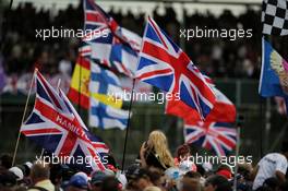 Fans and flags. 16.07.2017. Formula 1 World Championship, Rd 10, British Grand Prix, Silverstone, England, Race Day.