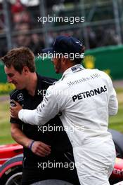 Lewis Hamilton (GBR) Mercedes AMG F1 celebrates his pole position. 15.07.2017. Formula 1 World Championship, Rd 10, British Grand Prix, Silverstone, England, Qualifying Day.