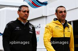 (L to R): Francois Puentes (GRA) Renault Sport F1 Team Head of Marketing Services with Cyril Abiteboul (FRA) Renault Sport F1 Managing Director. 15.07.2017. Formula 1 World Championship, Rd 10, British Grand Prix, Silverstone, England, Qualifying Day.