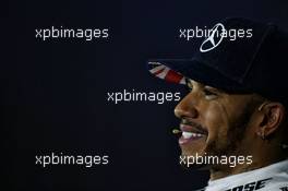 Lewis Hamilton (GBR) Mercedes AMG F1 in the post qualifying FIA Press Conference. 15.07.2017. Formula 1 World Championship, Rd 10, British Grand Prix, Silverstone, England, Qualifying Day.