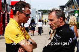 (L to R): Alan Permane (GBR) Renault Sport F1 Team Trackside Operations Director with Bob Bell (GBR) Renault Sport F1 Team Chief Technical Officer. 13.07.2017. Formula 1 World Championship, Rd 10, British Grand Prix, Silverstone, England, Preparation Day.