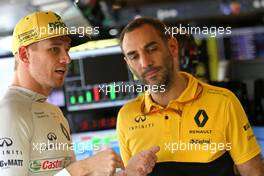 Nico Hulkenberg (GER) Renault Sport F1 Team and Cyril Abiteboul (FRA) Renault Sport F1 Managing Director  28.07.2017. Formula 1 World Championship, Rd 11, Hungarian Grand Prix, Budapest, Hungary, Practice Day.