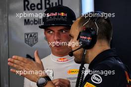 Max Verstappen (NLD) Red Bull Racing with Gianpiero Lambiase (ITA) Red Bull Racing Engineer. 28.07.2017. Formula 1 World Championship, Rd 11, Hungarian Grand Prix, Budapest, Hungary, Practice Day.