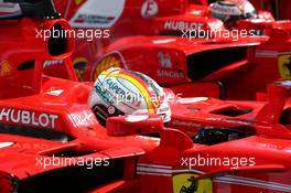 Sebastian Vettel (GER) Ferrari SF70H and Kimi Raikkonen (FIN) Ferrari SF70H. 30.07.2017. Formula 1 World Championship, Rd 11, Hungarian Grand Prix, Budapest, Hungary, Race Day.