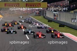 Start of the race, Sebastian Vettel (GER) Scuderia Ferrari  30.07.2017. Formula 1 World Championship, Rd 11, Hungarian Grand Prix, Budapest, Hungary, Race Day.