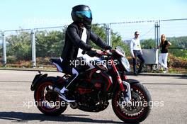 Lewis Hamilton (GBR) Mercedes AMG F1 on his motorbike. 29.07.2017. Formula 1 World Championship, Rd 11, Hungarian Grand Prix, Budapest, Hungary, Qualifying Day.