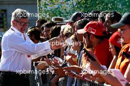 Ross Brawn (GBR) Managing Director, Motor Sports signs autographs for the fans. 29.07.2017. Formula 1 World Championship, Rd 11, Hungarian Grand Prix, Budapest, Hungary, Qualifying Day.