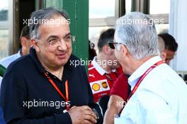 (L to R): Sergio Marchionne (ITA), Ferrari President and CEO of Fiat Chrysler Automobiles with Piero Ferrari (ITA) Ferrari Vice-President. 30.07.2017. Formula 1 World Championship, Rd 11, Hungarian Grand Prix, Budapest, Hungary, Race Day.
