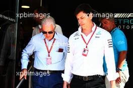 (L to R): Piero Ferrari (ITA) Ferrari Vice-President with Toto Wolff (GER) Mercedes AMG F1 Shareholder and Executive Director. 30.07.2017. Formula 1 World Championship, Rd 11, Hungarian Grand Prix, Budapest, Hungary, Race Day.