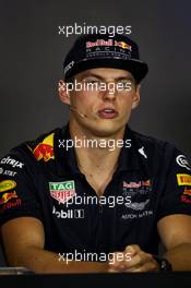 Max Verstappen (NLD) Red Bull Racing in the FIA Press Conference. 27.07.2017. Formula 1 World Championship, Rd 11, Hungarian Grand Prix, Budapest, Hungary, Preparation Day.