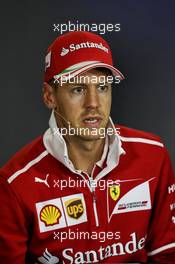 Sebastian Vettel (GER) Ferrari in the FIA Press Conference. 27.07.2017. Formula 1 World Championship, Rd 11, Hungarian Grand Prix, Budapest, Hungary, Preparation Day.
