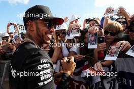 Lewis Hamilton (GBR) Mercedes AMG F1 signs autographs for the fans. 27.07.2017. Formula 1 World Championship, Rd 11, Hungarian Grand Prix, Budapest, Hungary, Preparation Day.