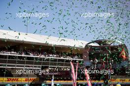 The podium (L to R): Valtteri Bottas (FIN) Mercedes AMG F1, second; Lewis Hamilton (GBR) Mercedes AMG F1, race winner; Sebastian Vettel (GER) Ferrari, third. 03.09.2017. Formula 1 World Championship, Rd 13, Italian Grand Prix, Monza, Italy, Race Day.