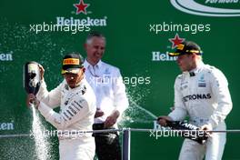 Race winner Lewis Hamilton (GBR) Mercedes AMG F1 celebrates on the podium. 03.09.2017. Formula 1 World Championship, Rd 13, Italian Grand Prix, Monza, Italy, Race Day.