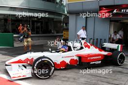 Jacques Villeneuve (CDN) with Federica Masolin (ITA) Sky F1 Italia Presenter in the Two-Seater F1 Experiences Racing Car. 31.08.2017. Formula 1 World Championship, Rd 13, Italian Grand Prix, Monza, Italy, Preparation Day.