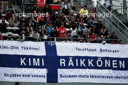 Fans in the grandstand and a banner for Kimi Raikkonen (FIN) Ferrari. 06.10.2017. Formula 1 World Championship, Rd 16, Japanese Grand Prix, Suzuka, Japan, Practice Day.