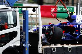 The Scuderia Toro Rosso STR12 of Carlos Sainz Jr (ESP) Scuderia Toro Rosso is recovered back to the pits on the back of a truck after he crashed in the first practice session. 06.10.2017. Formula 1 World Championship, Rd 16, Japanese Grand Prix, Suzuka, Japan, Practice Day.