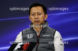Yusuke Hasegawa (JPN) Head of Honda F1 Programme in the FIA Press Conference. 06.10.2017. Formula 1 World Championship, Rd 16, Japanese Grand Prix, Suzuka, Japan, Practice Day.