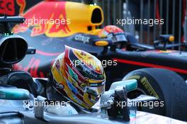 1st place Lewis Hamilton (GBR) Mercedes AMG F1 and 2nd place Max Verstappen (NLD) Red Bull Racing. 08.10.2017. Formula 1 World Championship, Rd 16, Japanese Grand Prix, Suzuka, Japan, Race Day.