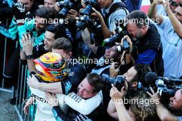 Race winner Lewis Hamilton (GBR) Mercedes AMG F1 celebrates with the team in parc ferme. 08.10.2017. Formula 1 World Championship, Rd 16, Japanese Grand Prix, Suzuka, Japan, Race Day.