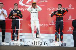 1st place Lewis Hamilton (GBR) Mercedes AMG F1 W08, 2nd place Max Verstappen (NLD) Red Bull Racing RB13 and 3rd place Daniel Ricciardo (AUS) Red Bull Racing RB13. 08.10.2017. Formula 1 World Championship, Rd 16, Japanese Grand Prix, Suzuka, Japan, Race Day.