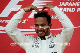 1st place Lewis Hamilton (GBR) Mercedes AMG F1 W08 does the "MoBot" 08.10.2017. Formula 1 World Championship, Rd 16, Japanese Grand Prix, Suzuka, Japan, Race Day.