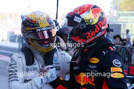 1st place Lewis Hamilton (GBR) Mercedes AMG F1 W08 with 2nd place Max Verstappen (NLD) Red Bull Racing. 08.10.2017. Formula 1 World Championship, Rd 16, Japanese Grand Prix, Suzuka, Japan, Race Day.